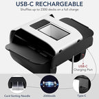 Automatic Card Shuffler, Rechargeable 1-2 Deck Card Dealer Machine, Low Noise Electric Casino Shuffler for UNO, Blackjack, Texas Hold'em, Home Card Games