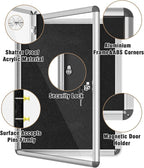 26"x20" Enclosed Bulletin Board, Lockable Weather-Resistant Aluminum Cork Noticeboard for School & Office, Silver Frame w/Black Flet