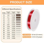 HARFINGTON 82ft Jewelry Wire, 32 Gauge (0.2mm) Brass Craft Soft Metal Tarnish Resistant Copper Beading Wire for Jewelry Making Supplies Crafting, Bright Red