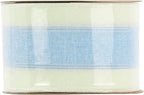 MEEDEE Blue and White Stripe Ribbon Wired Ribbon 2.5 Inch Light Blue Burlap Ribbon with Ivory Stripe Edge Wreath Supplies, Baby Shower Decorations, Crafts Bow Making (10 Yards)
