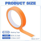 MECCANIXITY Masking Tape 0.7 Inch x 21 Yard Painter's Tape Orange Paint Tapes for DIY Crafts Arts Drawing Decoration Labeling Car Painting Artist Teachers, Pack of 6