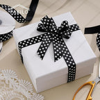 Polka Dot Grosgrain Ribbon 3/4 Inch, 25 Yards Spool Black and White Dot Craft Ribbon for Christmas Gift Wrapping DIY Crafts Hair Bows Wedding Party Decor Sewing and Home Decoration