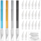 MECCANIXITY 4 Pcs Exacto Knife, Craft Hobby Knife with 40 Exacto Blades(#11) Profession Craft Knives for Crafting, Modeling, Scrapbooking (Gold, Blue, Black, Silvery)