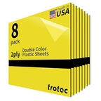 Trotec TroLase | 12"x12"x1/16", 8 Pcs | Yellow/Black | 2 Ply | Modified Acrylic | Laser Engraving Double Color Plastic Sheet | Engraving Blanks for Laser, Saw, Guillotine | Made in USA