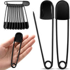Juexica 10 Pcs 5 Inch Jumbo Stainless Steel Safety Pins Large Heavy Duty Huge Strong Laundry Pins for Upholstery Sewing Quilting Key Rings Craft Outdoor (Black)