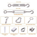 300FT 1/8" Wire Rope Kit, Vinyl Coated 304 Stainless Steel Wire Cable, 7x7 Strands 920LBS Breaking Strength, M5 Turnbuckle, String Light Hanging Kit for Outdoor, Garden, Clothesline