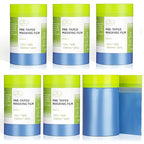 Pre-Taped Masking Film for Painting - 22" x 66' Painters Plastic Sheeting with Automotive Paint Tape and Drape for Covering Cars, Walls, Windows and Furniture Protection (6 Rolls)
