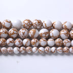 60pcs 6mm White Howlite Spun Gold Stone Beads for Jewelry Making Natural Stone Energy Healing Beads DIY Bracelet Necklace 15" (6mm, White Howlite Spun Gold Stone)