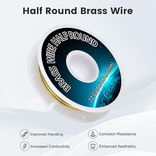 Extra Long 22 Gauge Half Round Brass Wire 0.64x0.32mm - 3.0 oz 170 Feet Wire Art, Crafting Bulk Spool