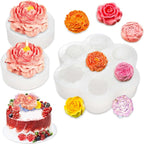3 PCS Rose Flower Silicone Molds,Flower Candle Molds for Candle Making,Rose Peony Fondant Mold for Jelly Chocolate Cake Decorating, Epoxy Resin Wax Soap Clay Plaster Home Décor Handmade