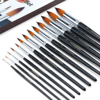 Transon 13pcs Round Paint Brush Set Synthetic Bristle Complete Round Brush Set for Watercolor Acrylic Gouache Ink Tempera