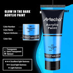 Artecho Glow in the Dark Paint, Neon Green Paint (120ml / 4.05oz) Tubes, Art Craft Paints for Canvas, Rock, Stone, Wood, Fabric, Art Supplies