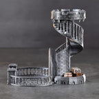 AUSPDICE DND Dice Tower - 36 Step Retro Color Tower for High Randomness in Table Games Like Dungeons and Dragons - Perfect Role Playing Game Gift (Ancient Silver Color)