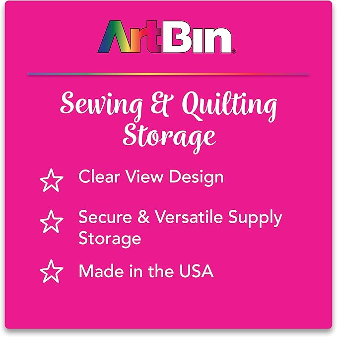 ArtBin 6905AB Sew-Lutions Slim Line Magnetic Box, [1] Small Art & Craft Organizer, Polypropylene Plastic with Magnetic Bottom, Translucent Raspberry