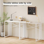 35 inch Small Folding Desk, Writing Gaming Computer Camping Desk for Small Spaces, No Assembly Required Home Office Table, Natural and White