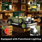 JMBricklayer Vintage Cars Building Sets for Adults with Lights 50001, Classic Retro Model Car Kits, Antique Cars Collectible Display Decorations, Building Toys Gifts for Men Women Boys Girls(1297 PCS)
