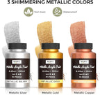 Nicpro Acrylic Paint Metallic, 3 Colors Gold, Silver, Copper 25.35oz/750ml Gold Leaf Paint, Non Toxic, Non Fading for Art Painting, Handcrafts, Ideal for Multi-surface, Canvas, Wood, Clay, Metal