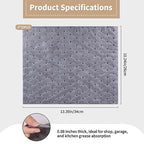 E-SDS Oil Absorbent Pads with Wall Hooks - 100-Pack (5x20) 13"x10" Reusable Liquid Spill Mats for Garage & Workshop - Super Absorbent Leak Control Pads (Grey, Boxed)