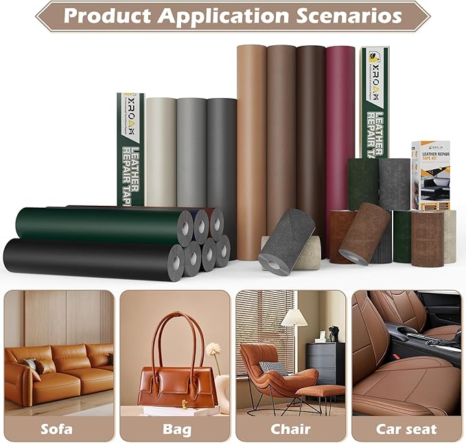 Leather Repair Tape, 16x79 inch Leather Patches for Furniture, Self Adhesive Leather Repair Patch for Sofas, Couches, Leather Covers, Seats, Chairs, Vinyl Repair Tape Retro Dark Brown