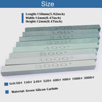 8 pcs Rectangular Shaped Sharpening Stone Sticks Set, 5.92inch Green Silicon Carbide Stones, Grit Sizes 80#-3000# for Models, Metal, & Knife Cutting Tools