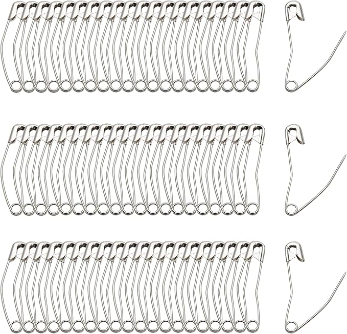 120Pcs Curved Safety Pins Size 2, 1.5" / 38mm Quilting Basting Pins, Bent Safety Pins for Quilting and Knitting (Sliver)