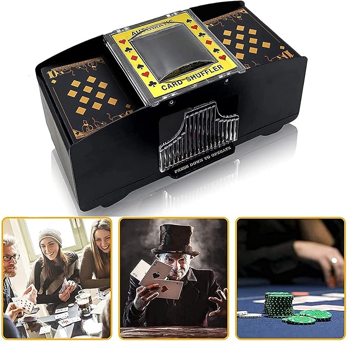 Nileole 2 Decks Automatic Card Shuffler, Battery-Powered Shuffler for UNO, Phase10, Texas Hold'em, Poker, Home Card Games, Blackjack, Party Club