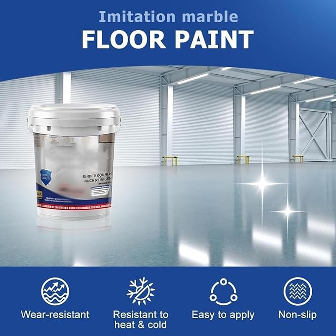 Epoxy Floor Paint, Epoxy Colored Sand Floor Paint, High-Gloss Marble Effect Self-Leveling Coating, Waterproof, Non-Slip, Ultra-Durable for Garage, Basement, Wood Floors (Yellow,4.4 lb)