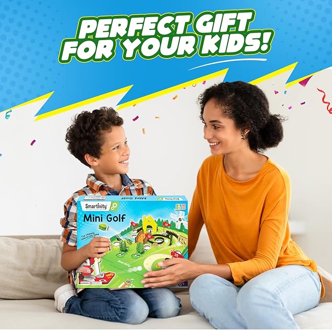 Smartivity Mini Golf Table-Top Game for Kids Ages 6-12 | Build Your Own Golf Course with Mechanical Golfer & 10 Fun Holes | STEM Toy & Birthday Gift for Boys & Girls Ages 6-12