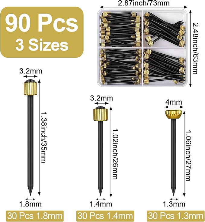 90PCS Picture Hanging Nails, 3 Sizes Wall Decorative Nails for Hanging Pictures Frame Kit Hanging Hardware Tool Hangers for Claw Drywall Nails (Small Medium Large Nails)