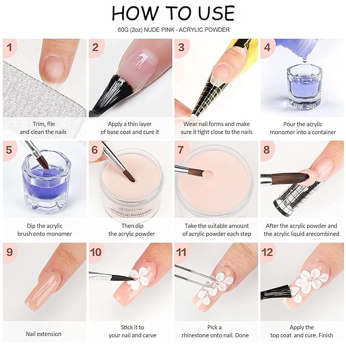 Monomer Acrylic Nail Liquid 6oz for Acrylic Powder - Professional 180ml Monomer Nail Liquid Powder Extension 3D Nail Art - MMA Free,Quick Dry Time,Non-Yellowing