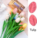 Gumpaste Flower Silicone Veiner Mold 8 Set, Fondant Flower Mold Leaf Tulip Orchid Molds Sugar Gum Paste Molds Cake Decoration Tool for Rose Lily Orchid Tulips Hibisus Rose Leaf (A)