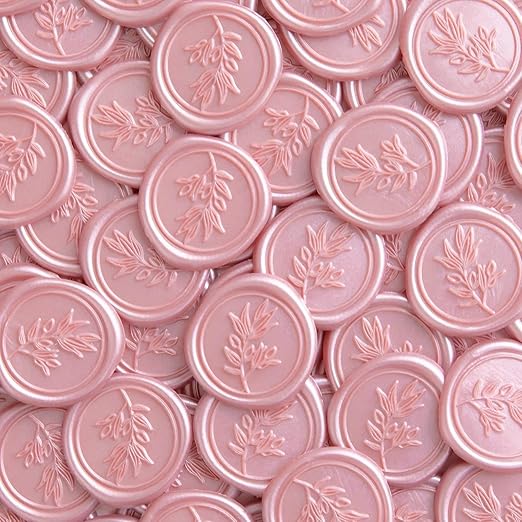 PONATIA Wax Seal Stickers -Rose Gold Wedding Invitation Seal Stickers, 50 Pcs Self- Adhesive Stickers, Perfect for Invitation Cards, Envelopes Christmas Cards, Gift Wrapping, Party Menu Decor