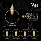 Wordsworth & Black Fountain Pen Set, 18K Gilded Medium Nib, Includes 24 Pack Ink Cartridges, Ink Refill Converter & Gift Box, Gold Finish, Calligraphy, [Imperial Blue], Perfect for Men & Women