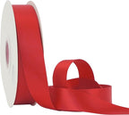 HUIHUANG Red Satin Ribbon - 1 inch x 50 Yards Double-Faced Polyester Silk for Gift Wrapping, Wedding Invitations, Hair Bows, Christmas Decor, Floral Arrangement