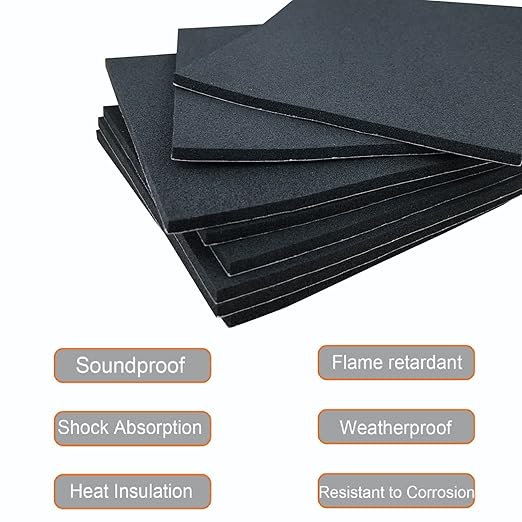 Rubber Adhesive Pads, 4 Pcs Closed Cell Foam Sheet Neoprene High Density Foam Anti Vibration Pads for Furniture Cars Speakers Black (6" x 6" x 1/8", 4 Pcs)