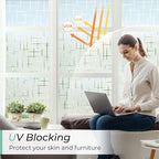 DOWELL Window Privacy Film Frosted Glass Window Film, Sun Blocking Non-Adhesive Glass Cling, Decorative Door Sticker, Self Static-Cling Tint Covering for Home Office, Cross Pattern 23.6" x 157.5"