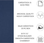 PA Paper Accents Stash Builder Cardstock 8.5" x 11" Chambray, 65lb Colored cardstock Paper for Card Making, Scrapbooking, Printing, Quilling and Crafts, 25 Piece Pack