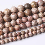 32PCS 12MM Flowery Cowry Fossil Stone Beads Energy Healing Beads for DIY Jewelry Bracelet Necklace Making for Jewelry Making15Inch