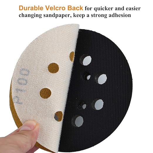 5-Inch 8-Hole Hook and Loop Sanding Discs 100-Grit Random Orbit Sandpaper, 100-Pack