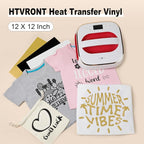 HTVRONT HTV Heat Transfer Vinyl Bundle: 5 White HTV Vinyl and 4 Black Heat Transfer Vinyl Sheets, 12"x12" PU Iron on Plus 1 PTFE Sheet Easy to Cut & Weed for Heat Design