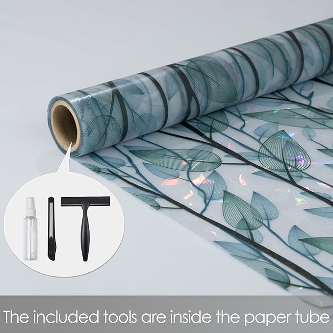 DKTIE Nature Pattern Rainbow Window Film Decorative Stained Glass Window Film Static Cling Films Easy Apply Removable Comes with Tools (U1747-rainbow, 35.4" x 78.7")