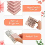 Frienda 12 Pcs 2" X 2" Rubber Carving Blocks Linoleum Blocks for Printmaking, Stamp Making, DIY Crafting, Scrapbook, Painting, Soft and Easy to Carve (Pink)