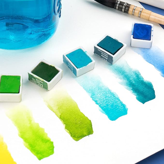 Paul Rubens Artist Grade Watercolor Paint, 48 Colors Solid Cakes with Portable Metal Box for Artists, Beginners, Hobbyists, Students