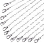 Wholesale 12 PCS Genuine Stainless Steel Fine Cable Chain Necklace Chains Bulk for Jewelry Making 18-30 Inches (30 Inch(2MM))