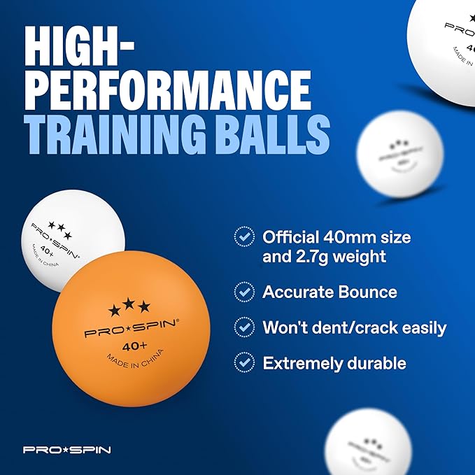 PRO SPIN All-in-One Ping Pong Set - Retractable Ping Pong Net for Any Table (72"), Ping Pong Paddles and Balls, Storage Case - Portable Table Tennis Family Games, Gifts for Boys & Girls