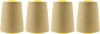 Mandala Crafts 4 Pack of Serger Threads Cones Spools - 20S/2 24000 Yards Polyester Khaki Threads for Sergers Machine and Overlock Quilting Sewing Machine