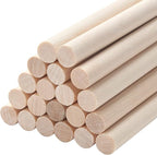 20 PCS Wooden Dowel Rods Wood Macrame Dowels 1/2x 12 inch, Round Wooden Sticks for Crafts, Unfinished Hardwood Sticks for Arts and DIYers, Crafting, Tiered Cake Support and Wedding Ribbon Wands