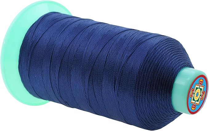 Mandala Crafts Bonded Nylon Thread Navy Blue Heavy Duty Sewing Threads - 800 YDs Size 207 630D T210 Tex 210 Thread for Leather Jeans Weaving Outdoor Marine Upholstery Threads