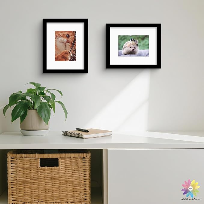 Mat Board Center, Pack of 25, 8x10 for 5x7 White Mats - Acid Free, 4-ply Thickness, White Core - for Pictures, Photos, Framing