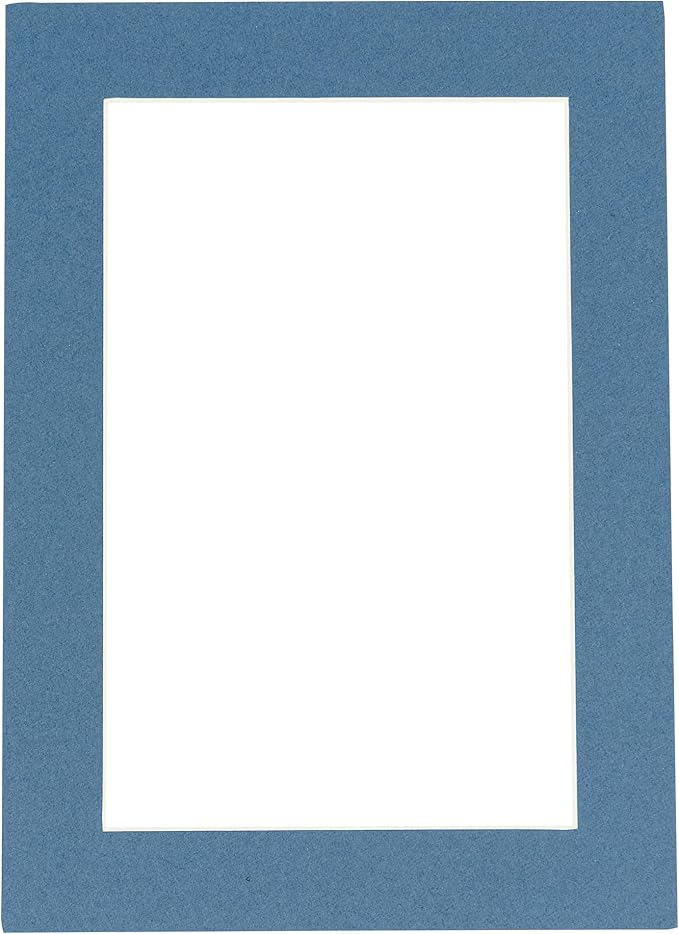Pack of Ten Acid Free 8.5x11 Mats Bevel Cut for 7x9 Photos - Steel Blue Precut Matboards With Backing Boards and Self Seal Photo Mat Bags For Pictures, Photos, Framing - 4-ply Thickness